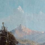 oil on canvas 19th century landscape of the Pyrenees by Alfred Godchaux