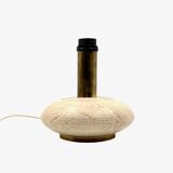 Travertine & brass table lamp base, Italy 1970s