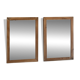 Pair of vintage antique mirrors in raw solid wood.