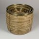 Set of 5 rattan pencil reed and brass plant holder baskets, Italy 1970s