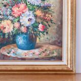 Large oil on canvas floral composition signed Boucher