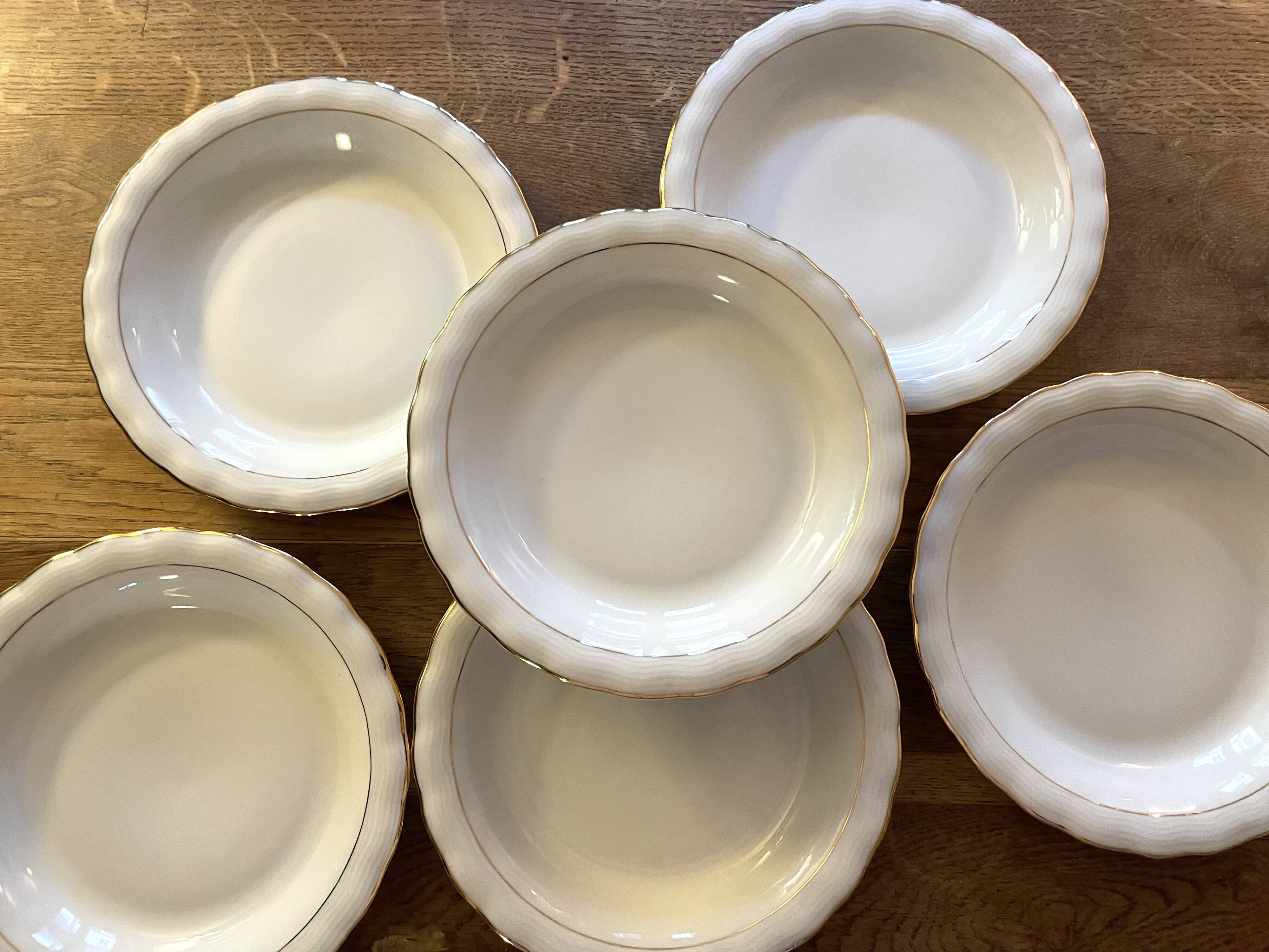 6 Limoges porcelain soup plates signed P. Dessagne in very good condition