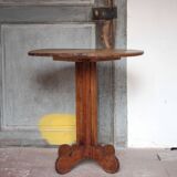 Table bois vintage, table bistrot, guéridon, table ancienne, table d'appoin