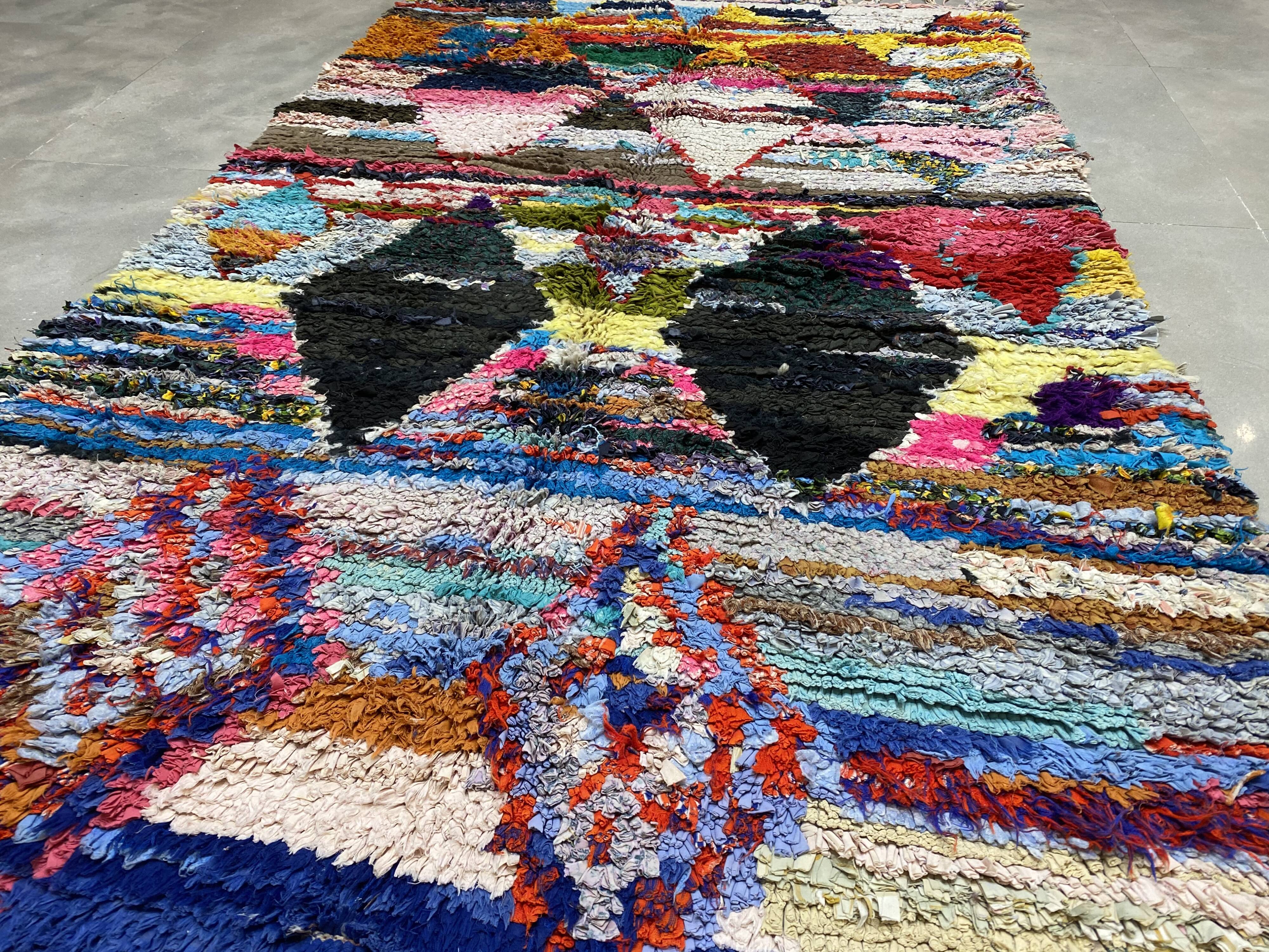 Multicolor carpet in boucherouite fabric 117x195cm