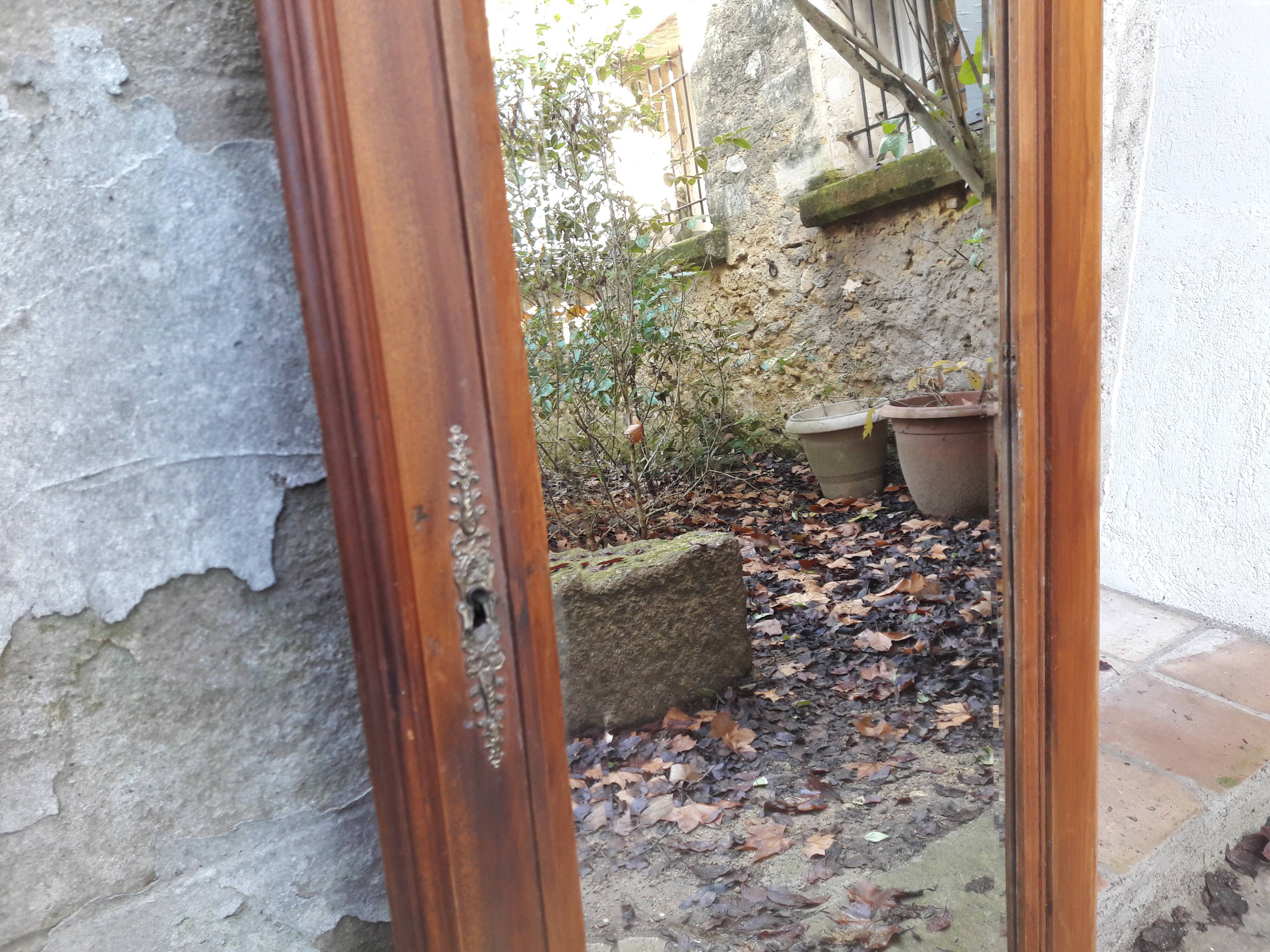 Old beveled wooden frame mirror 159x60cm