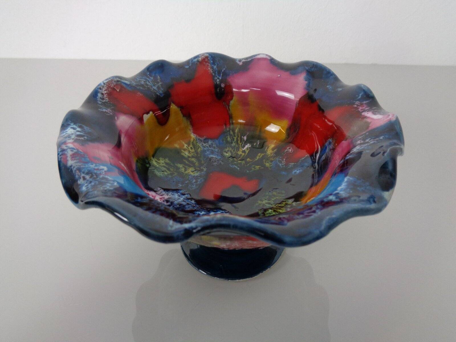 French multicoloured studio ceramic bowl from Vallauris, 1970s