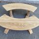 Pair of renovated Barrois-style curved benches in solid oak