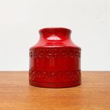 Italian red ceramic vase from the mid-century by Aldo Londi for Bitossi, 1960s.