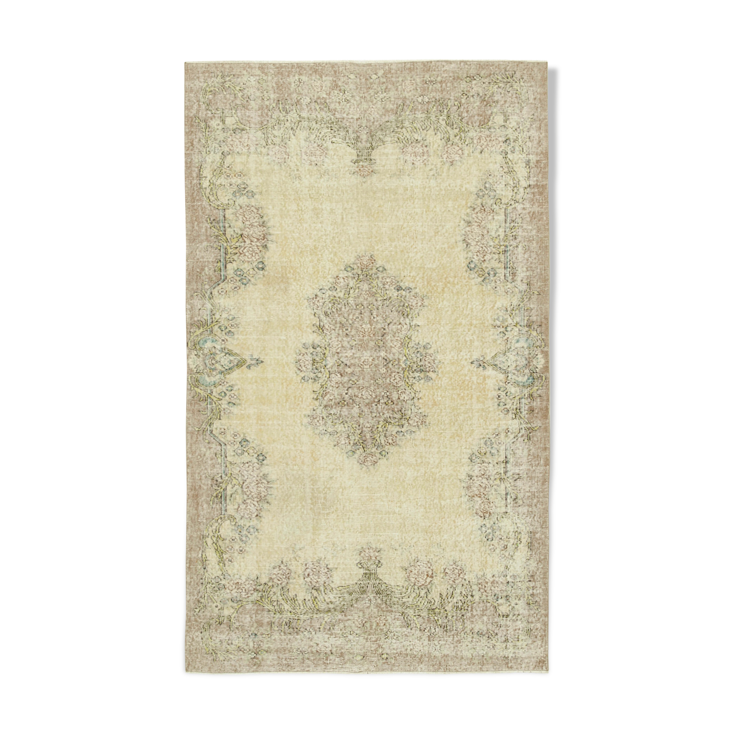 Handwoven contemporary anatolian beige carpet 157 cm x 274 cm