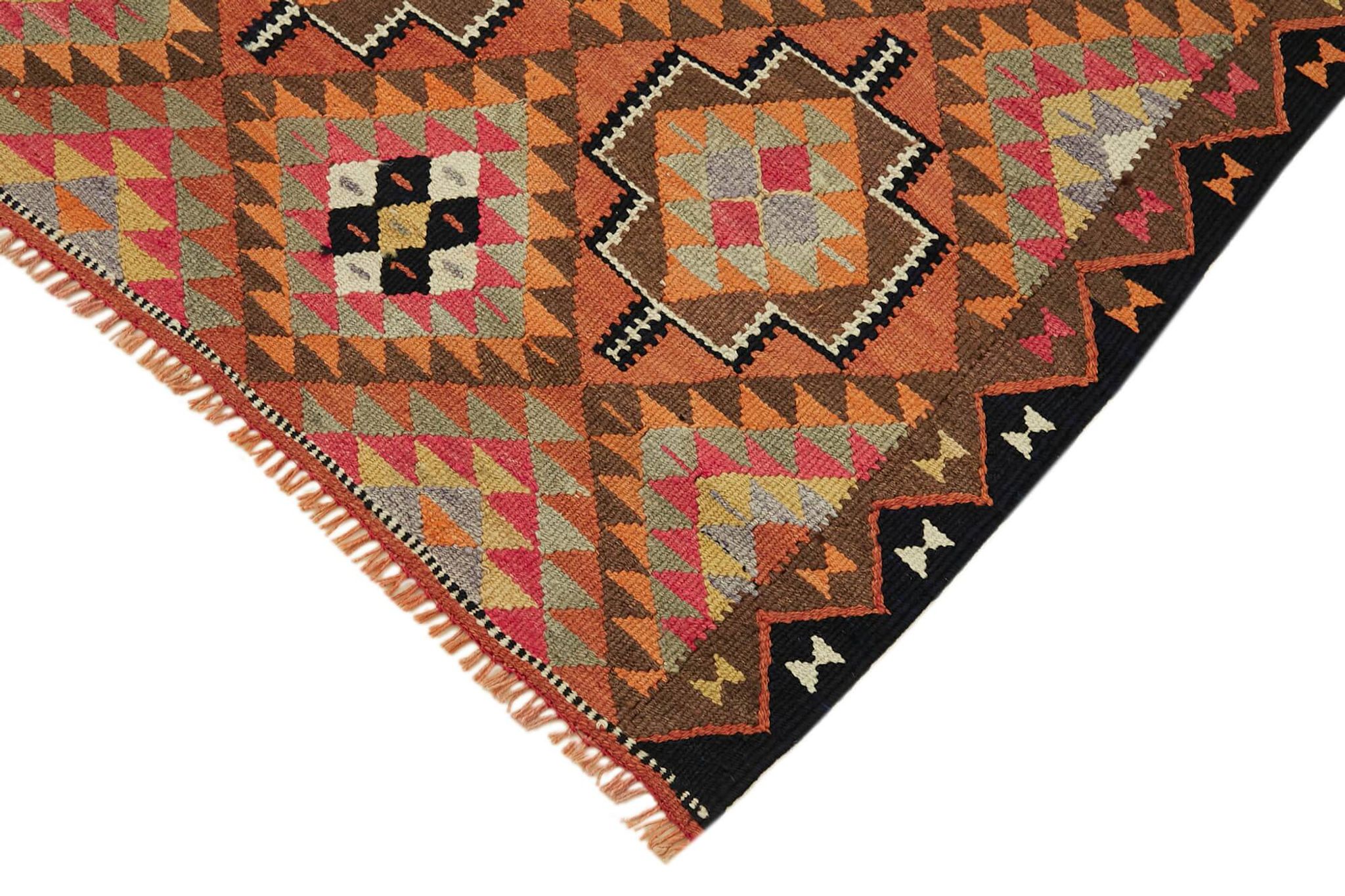 Turkish Handwoven Vintage Herki Kilim 86 cm x 303 cm
