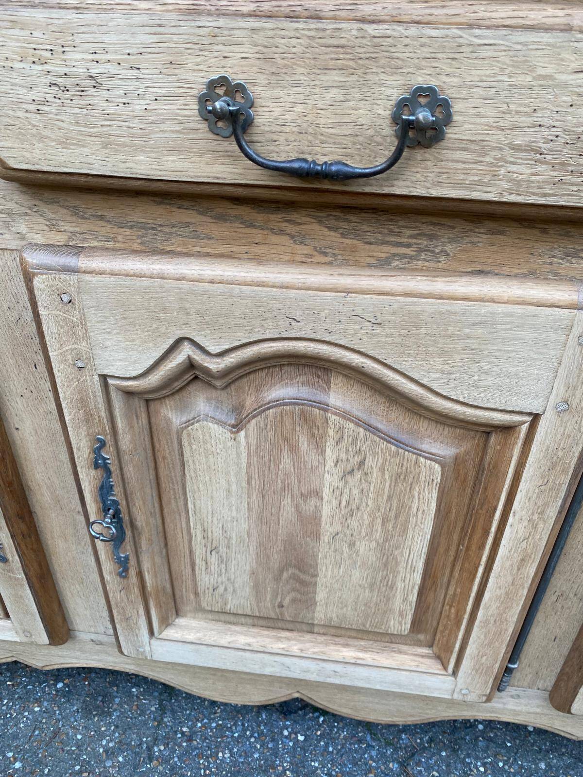 Renovated sideboard in solid oak from the 19th century, 190cm.