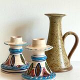 3 vintage ceramic craft candle holders