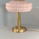 Art Deco mushroom table lamp, powdered pink Clichy glass