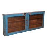 Old Burmese teak wall display case original blue patina