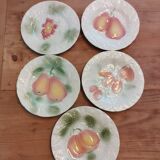 5 assiettes à dessert en barbotine Salins les Bains