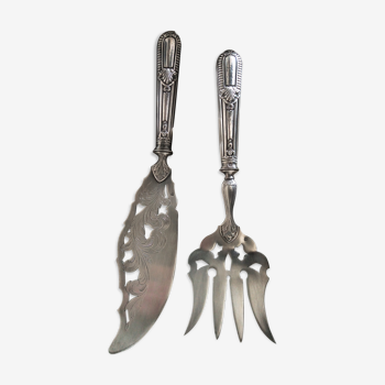 Couverts de Service de Poisson style Art Nouveau en argent et métal argenté, Huchery Georges 1903