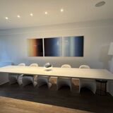 Large curved aluminium tabletop.