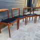 Set of 4 Scandinavian chairs by Johannes Andersen, Vamo Sonderborg, teak and imitation leather, 1960