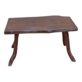 Table basse brutaliste vintage en orme