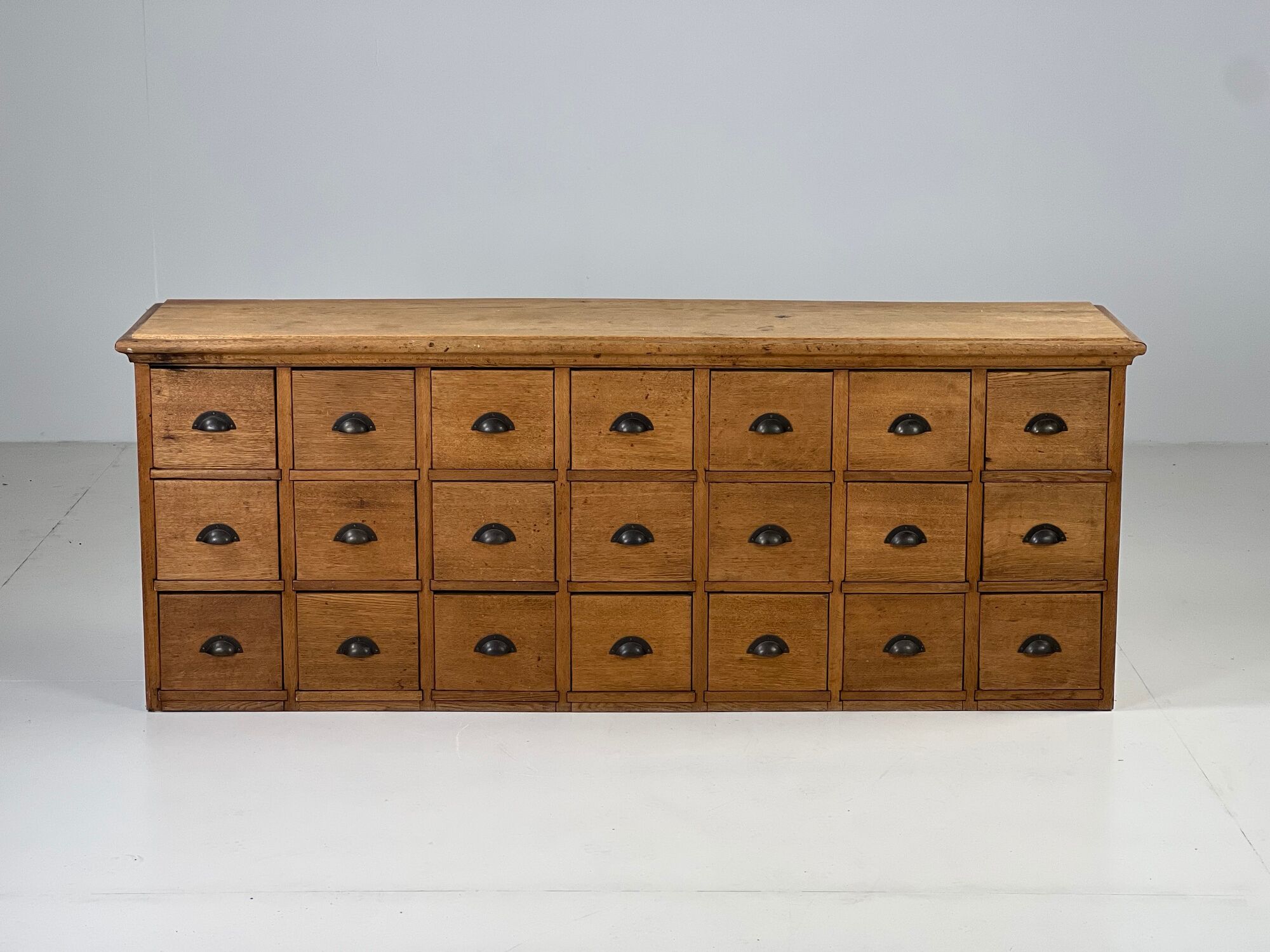 Pharmacy cabinet chest of drawers large oak antiques