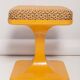 Mid-century mustard yellow floral stool, Poland, 1970s