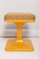 Mid-century mustard yellow floral stool, Poland, 1970s