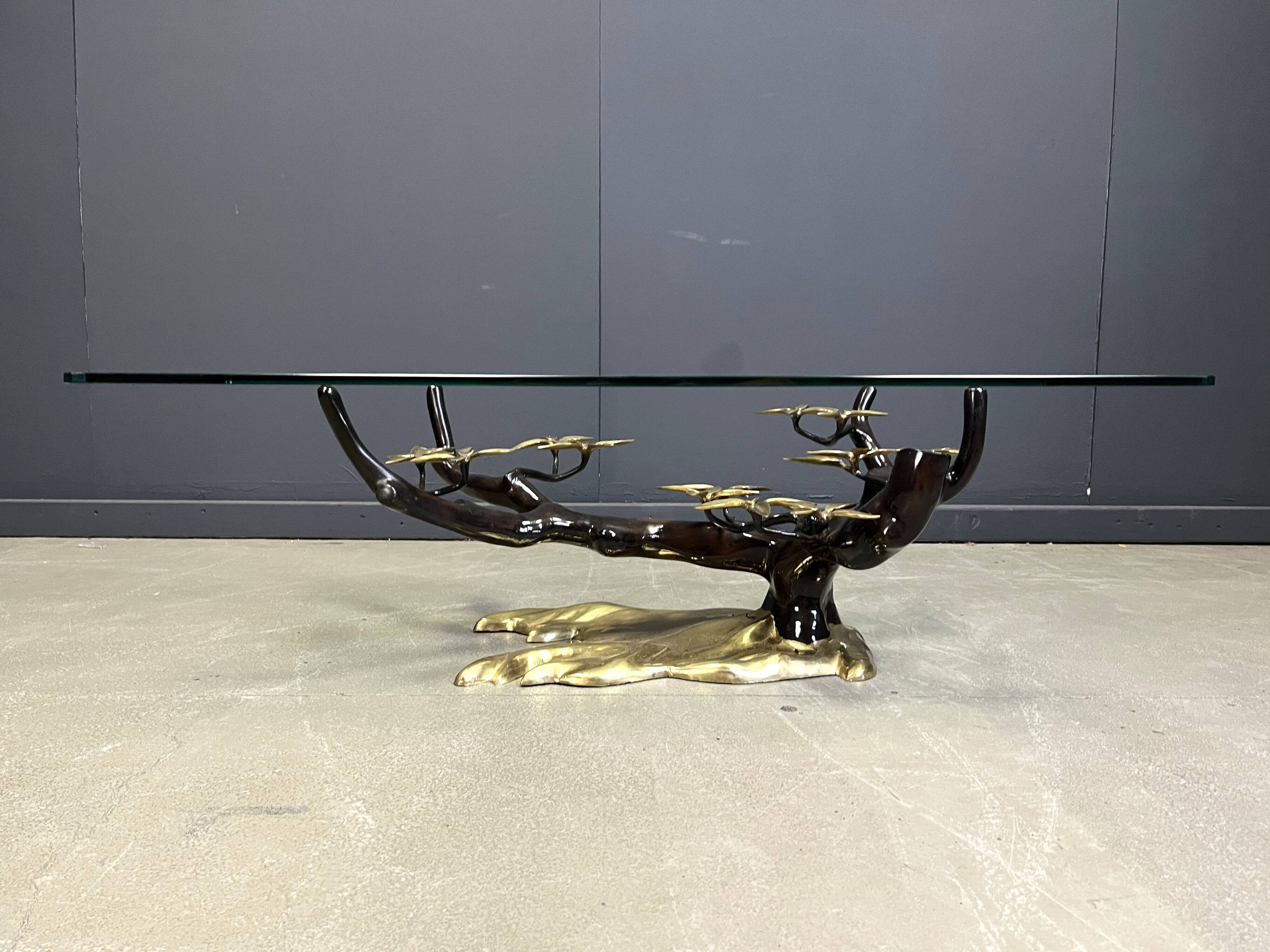 Brass bonsai coffee table by Willy Daro, 1970s