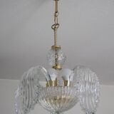 Glass and gold metal chandelier (2 available)