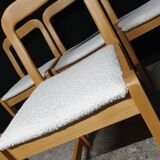 Set of 4 Scandinavian beech chairs from the 70s