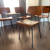 Set of 4 teak and steel dining chairs by Tjerk Reijenga for Pilastro 1950s
