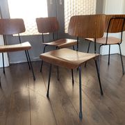 Set of 4 teak and steel dining chairs by Tjerk Reijenga for Pilastro 1950s
