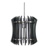 Vintage 1960s chandelier in metal and smoked glass by Veca design