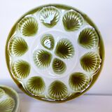 Set of 6 plates with 1 vintage oyster tray Moulin des Loups Orchies in porcelain 201055