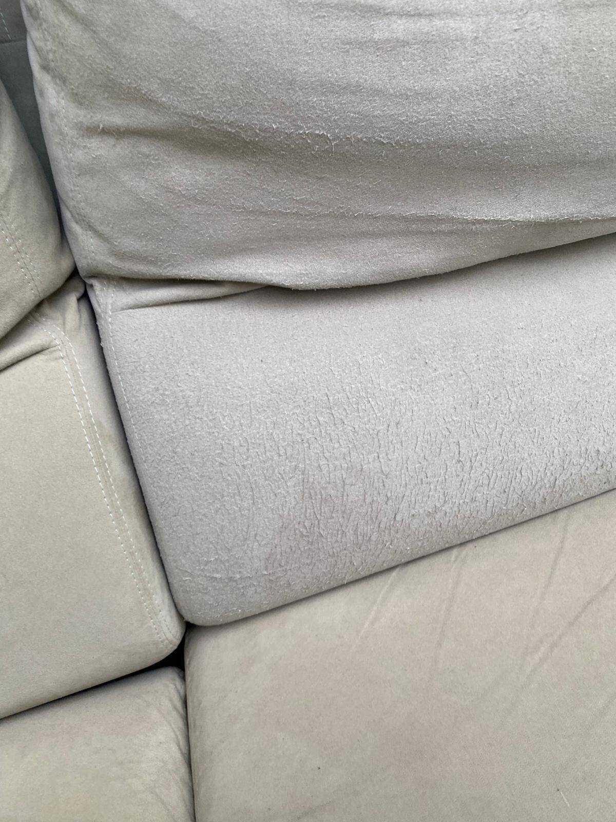 High-end 2-seater sofa duvivier beige nubuck velvet 155cm