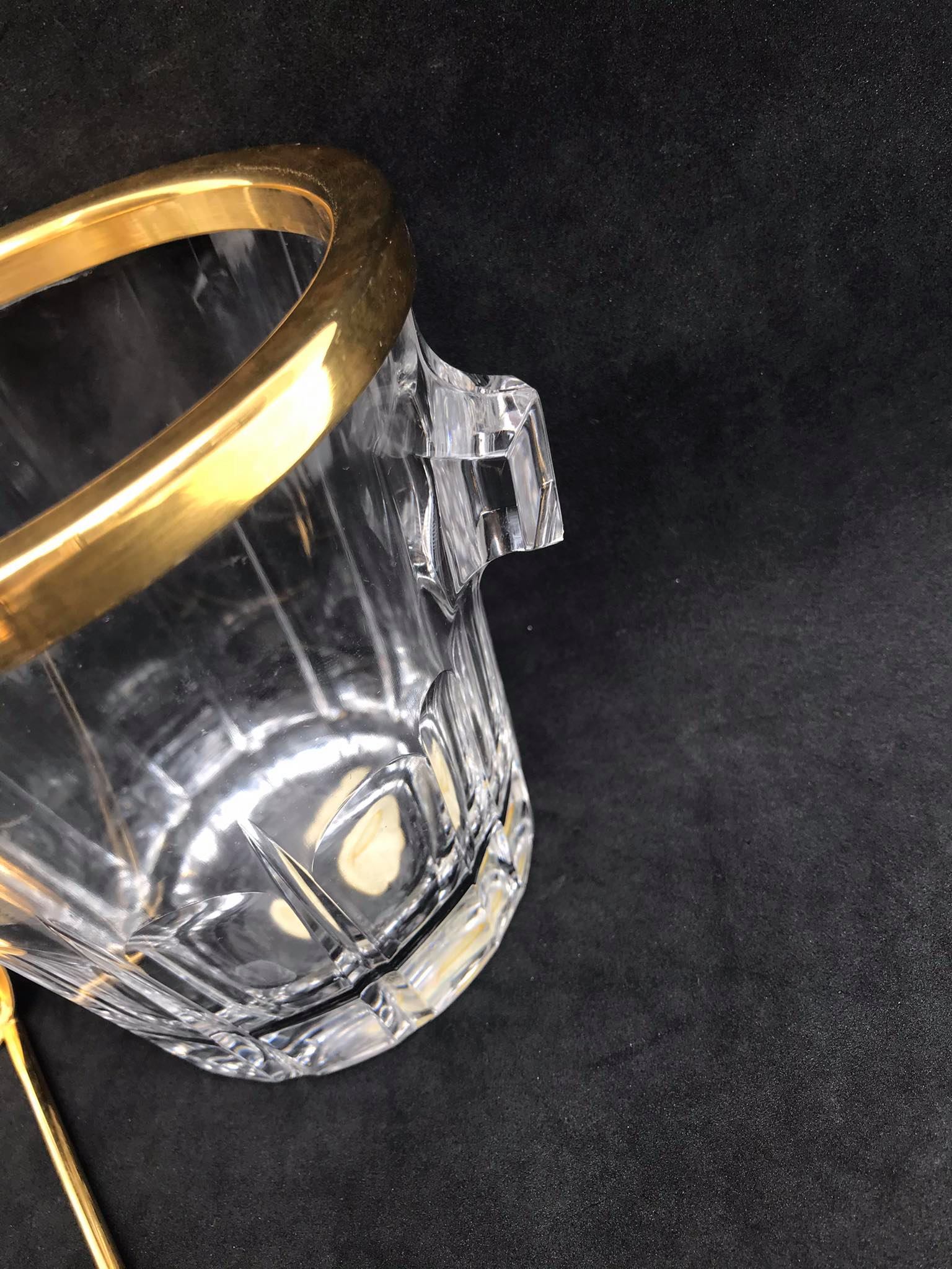 Ice bucket, moulded crystal made in Belgium by Val Saint Lambert