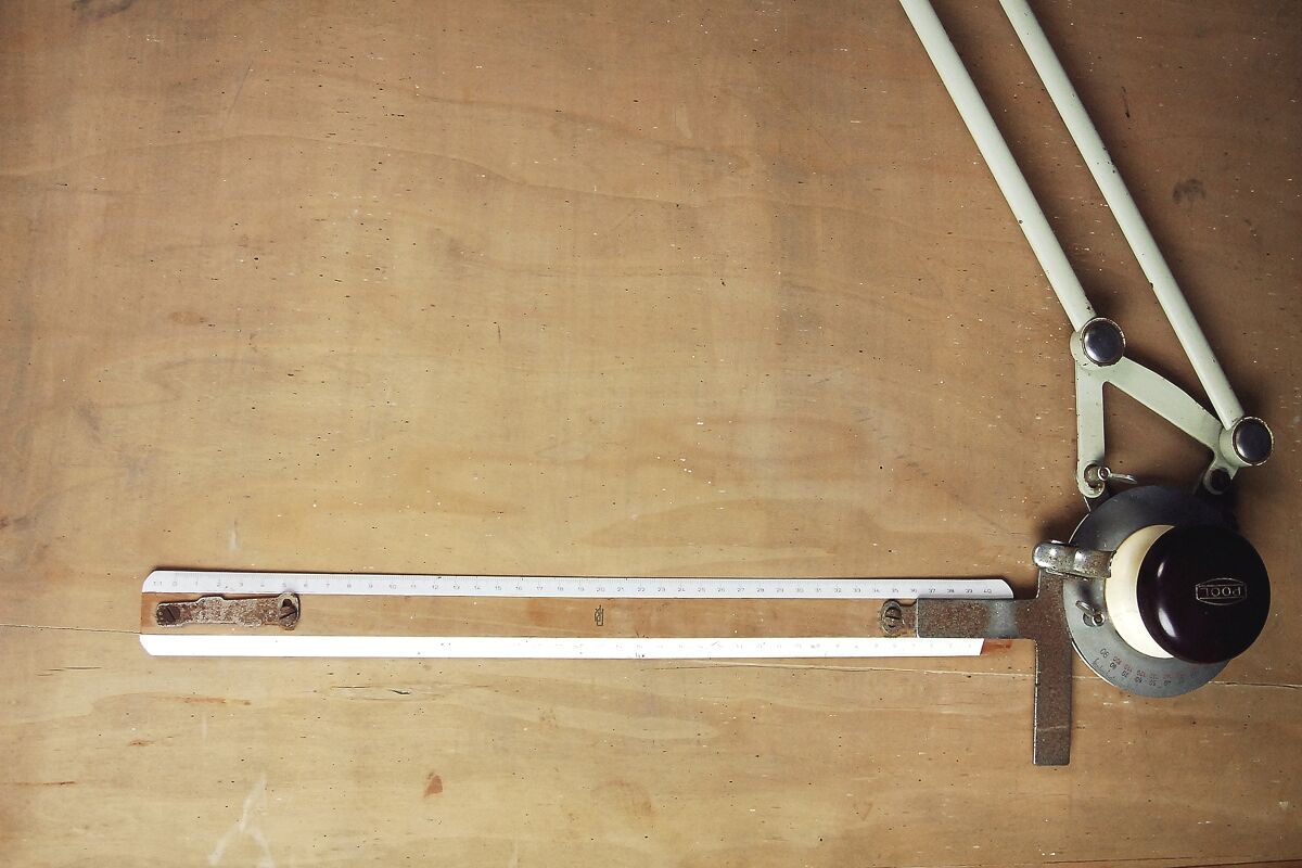 Dutch industrial drawing or architect's table witch lamp from rotanex-pool, 1950s