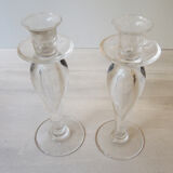 Paire bougeoirs en cristal St Louis