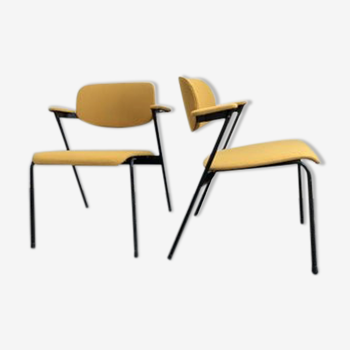 Set de 2 fauteuils jaune ocre par Willy van der Meeren pour Tubax, 1950s