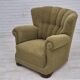 1960s, Danish vintage relax armchair, furniture cotton/wool, beech wood.