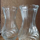 Pair of vintage carved glass vases