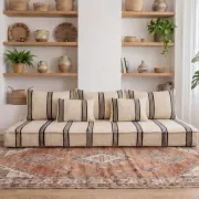 Ensemble de coussins de sol rayés marocains tissés à la main