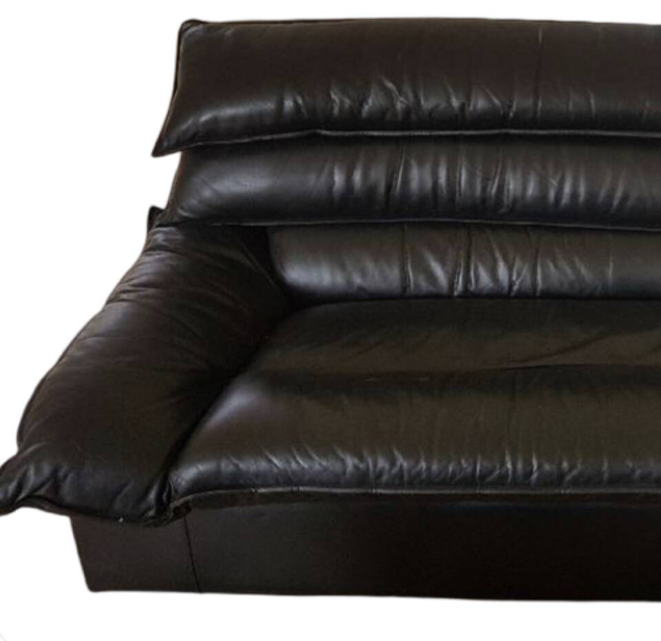 Vintage leather canapé by Bernard Massot