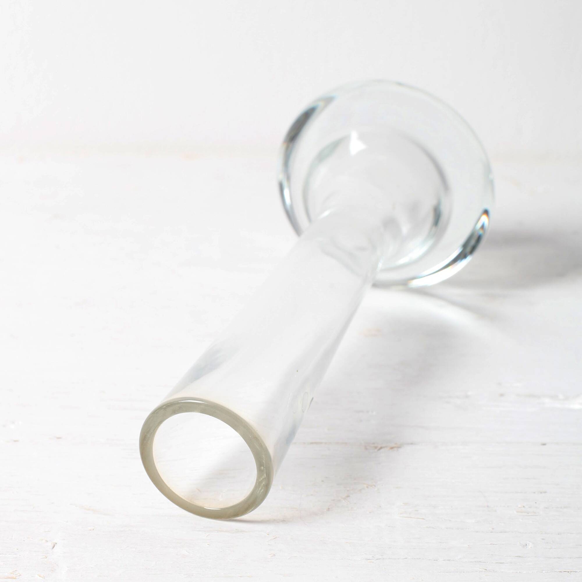 Small Vintage Clear Single Flower Glass Vase / Pukeberg / Sweden / 1960s