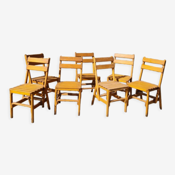 Set of 7 wooden chairs