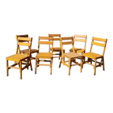 Set of 7 wooden chairs