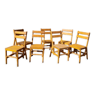 Set of 7 wooden chairs