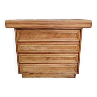 McGuire Rattan and Bamboo Chest of Drawers