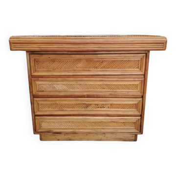 McGuire rattan and bamboo chest of drawers