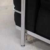 LC2 armchair in black fabric – Design Le Corbusier, Pierre Jeanneret & Charlotte Perriand, 60s