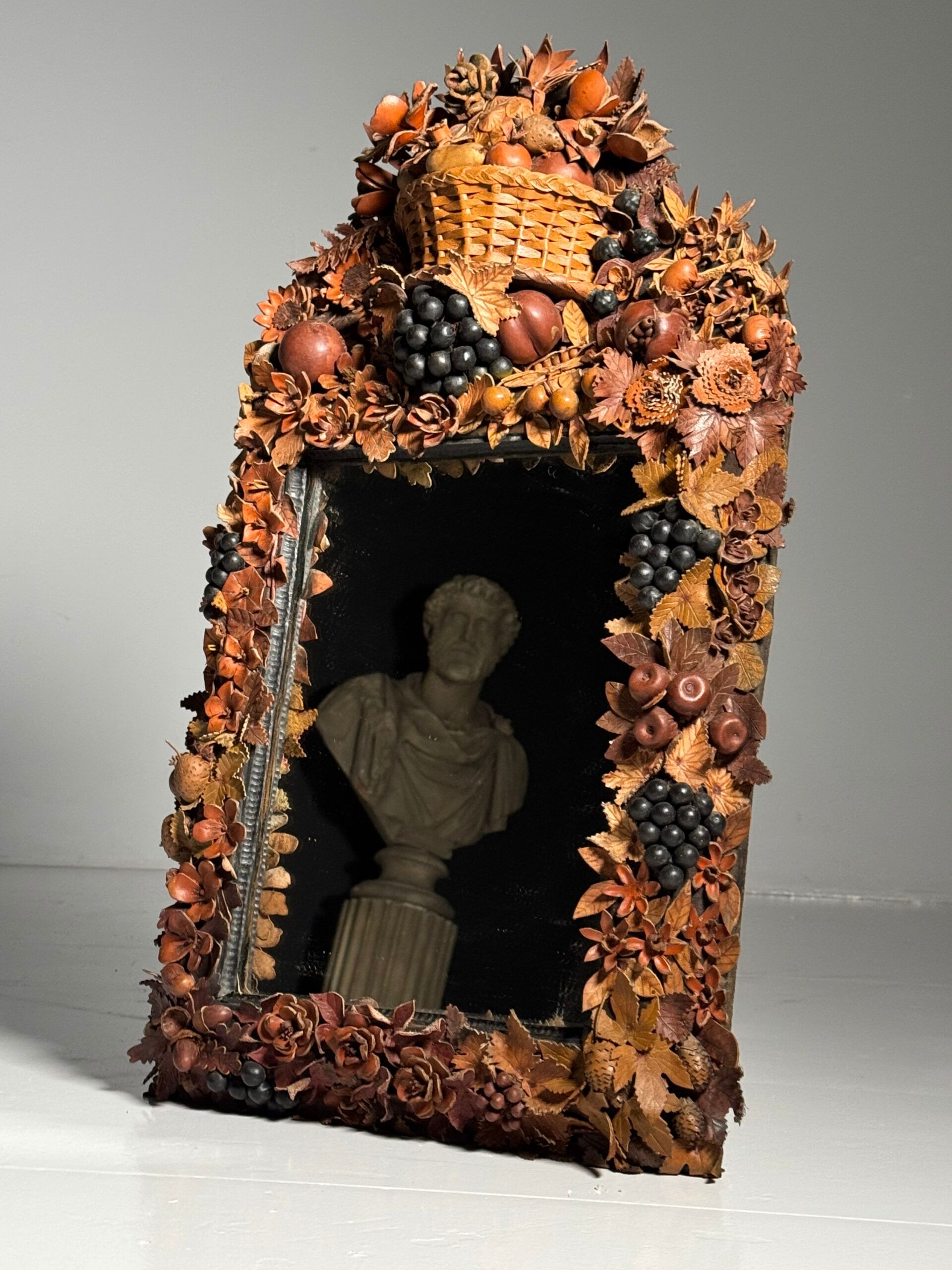 English folk art mirror leather